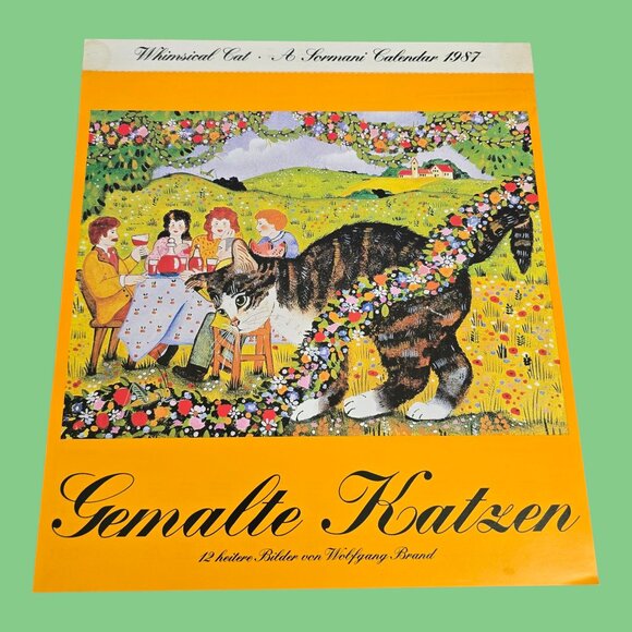 Vintage 1987 (Same as 2026!) Sormani Whimsical Cat Wall Calendar 12" x 13.5" - Picture 1 of 4